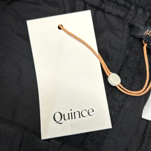 NWT Quince Women 100% Linen Wide Leg Pants Size Large Black D039 -2 - Picture 11 of 16